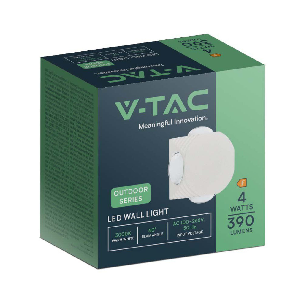 V-TAC Applique LED da Muro 4W con 4 Fasci Luminosi Corpo Bianco 4000K IP54 V-TAC Applique LED da Muro 4W con 4 Fasci Luminosi Corpo Bianco 4000K IP54
